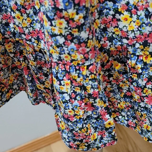 OLD NAVY DITSY FLORAL MINI DRESS   CAMI TANK TOP BOHEMIAN RUFFLE HEM XL PETITE - Picture 6 of 12